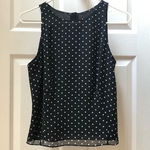 Black w/white polka dot sleeveless blouse, Sz 4P